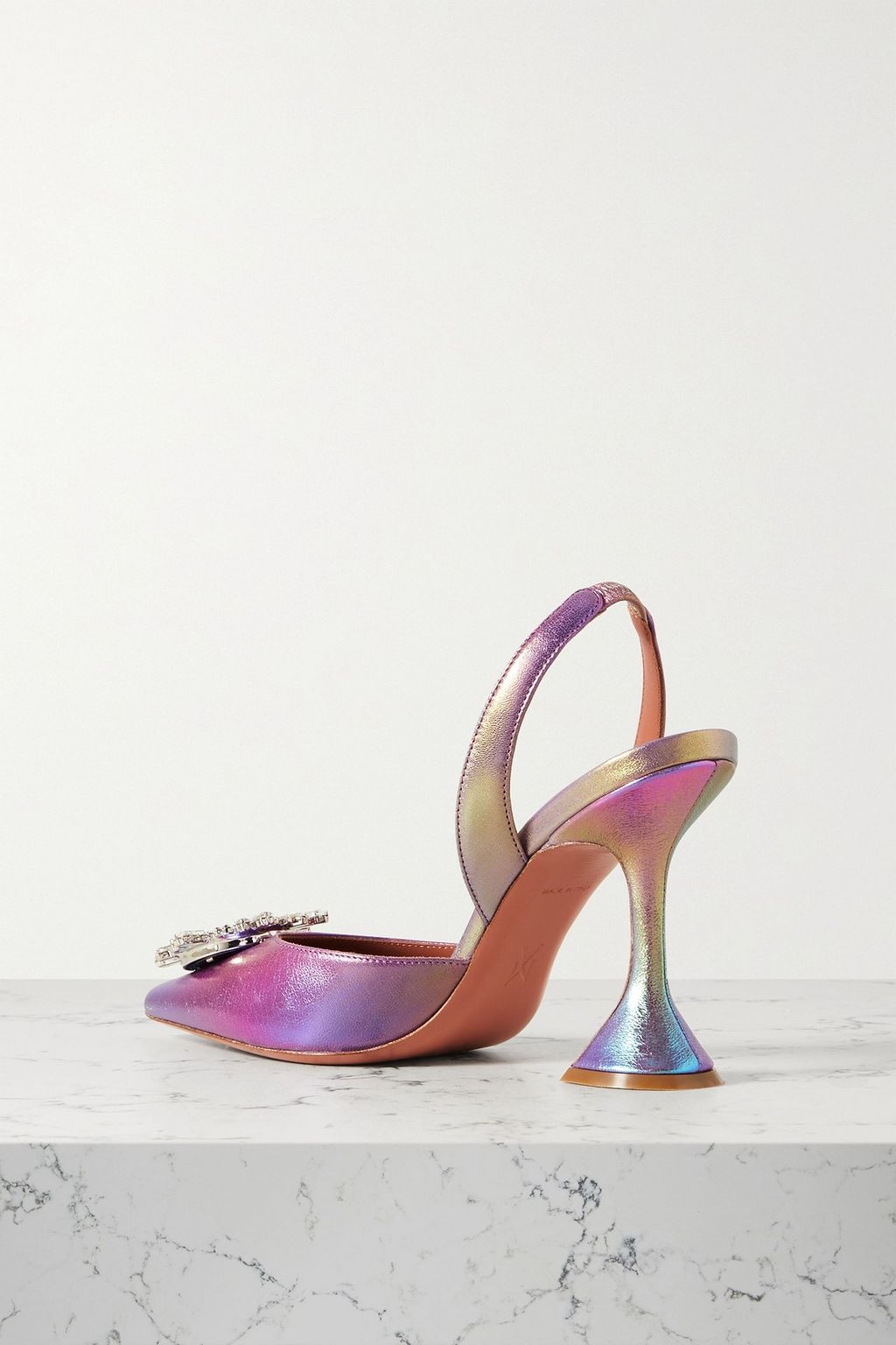 AMINA MUADDI Begum Swarovski crystal-embellished leather slingback pumps
