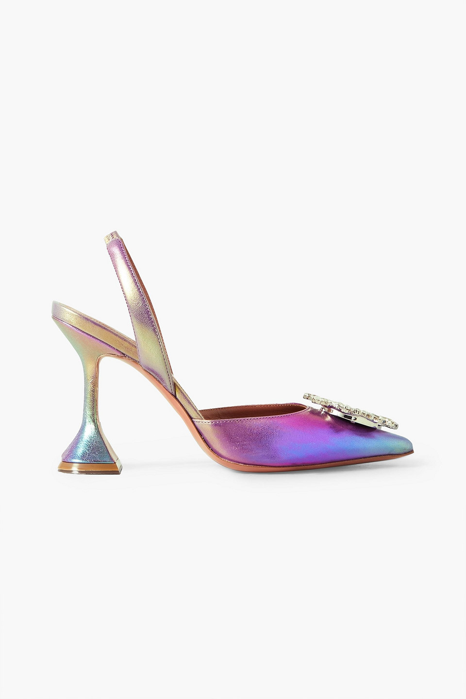 Begum Swarovski crystal-embellished leather slingback pumps
