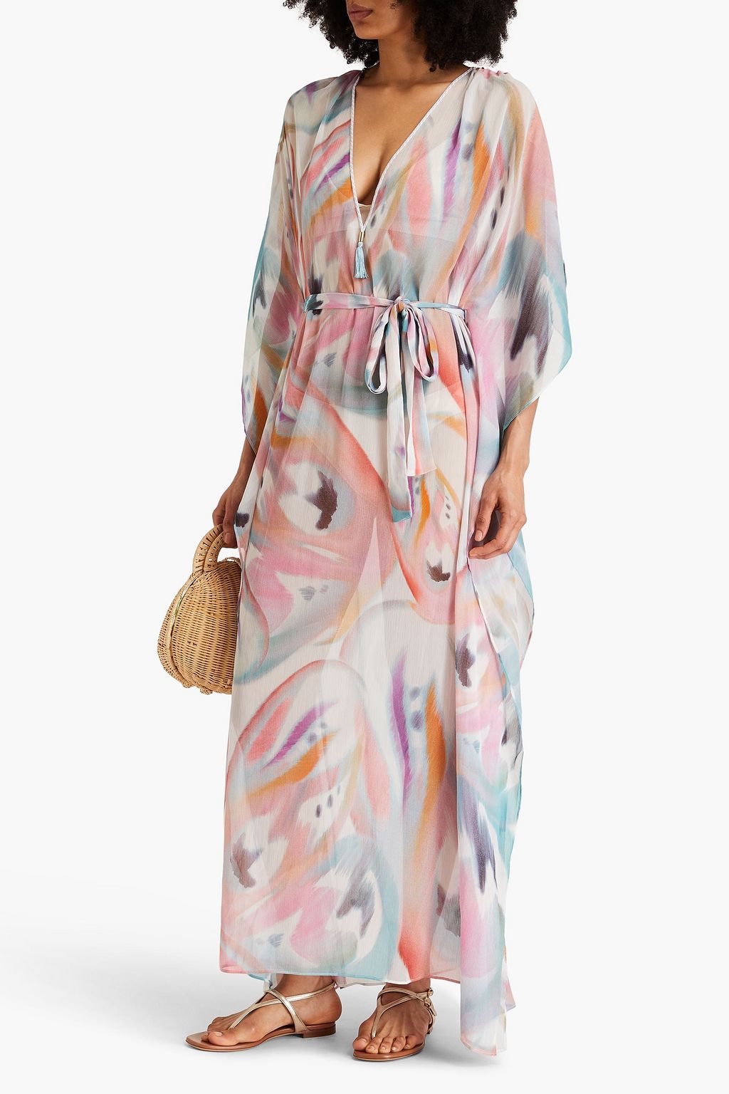 ETRO Belted printed voile maxi dress