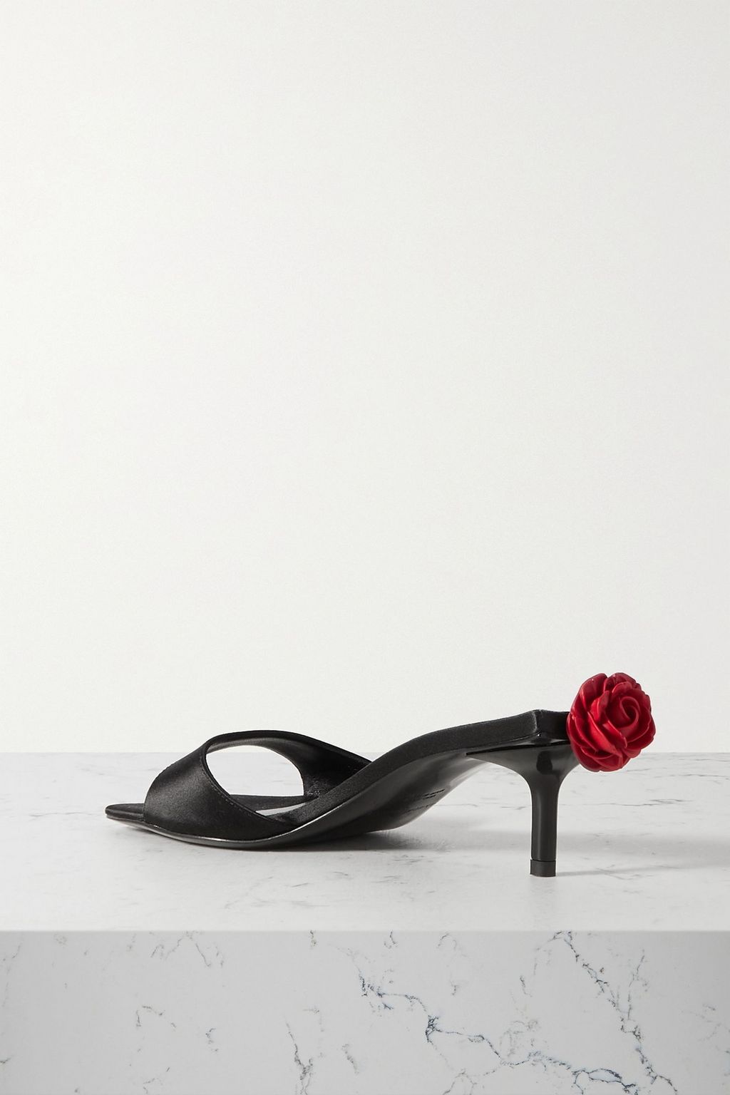 MAGDA BUTRYM Floral-appliquéd satin mules