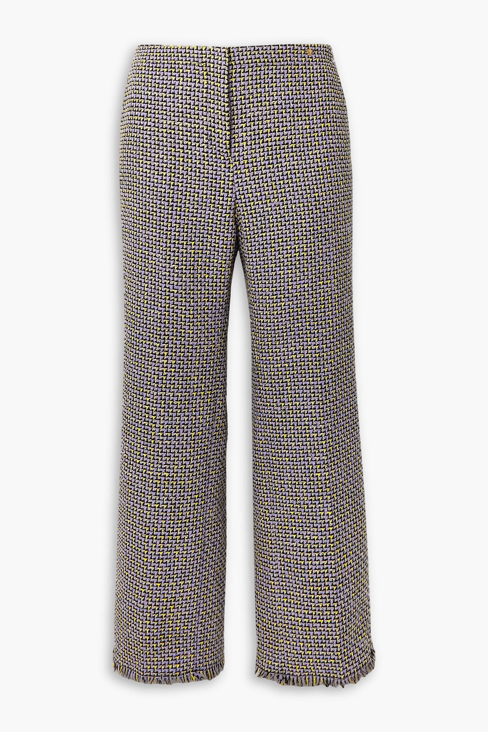 Cotton-blend tweed bootcut pants