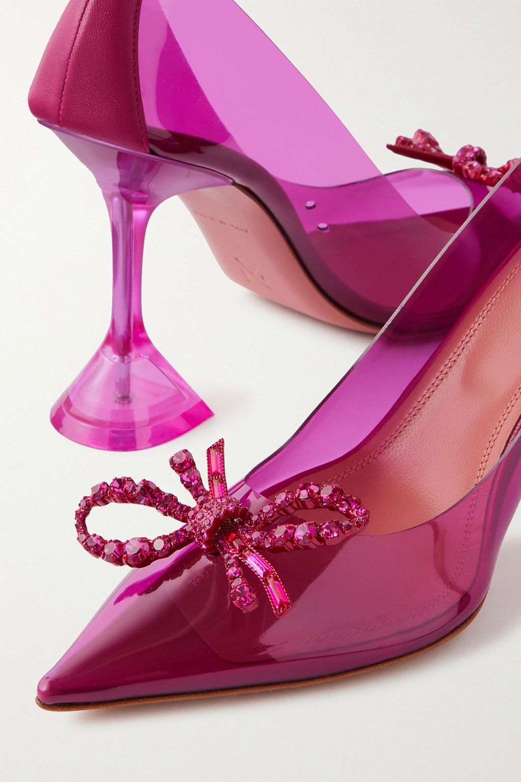 AMINA MUADDI Rosie Glass leather-trimmed crystal-embellished PVC pumps