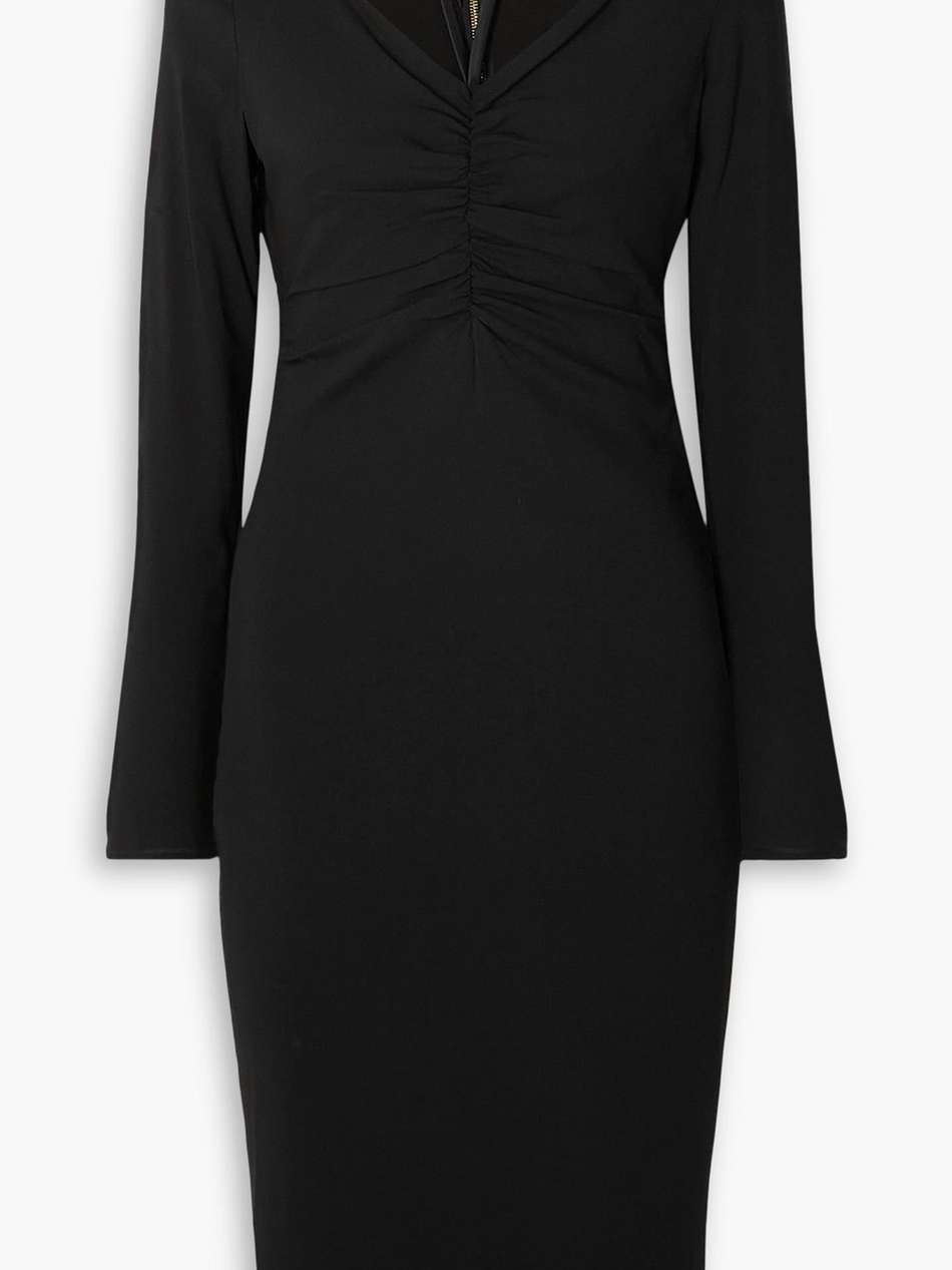 ruched stretch-crepe midi dress