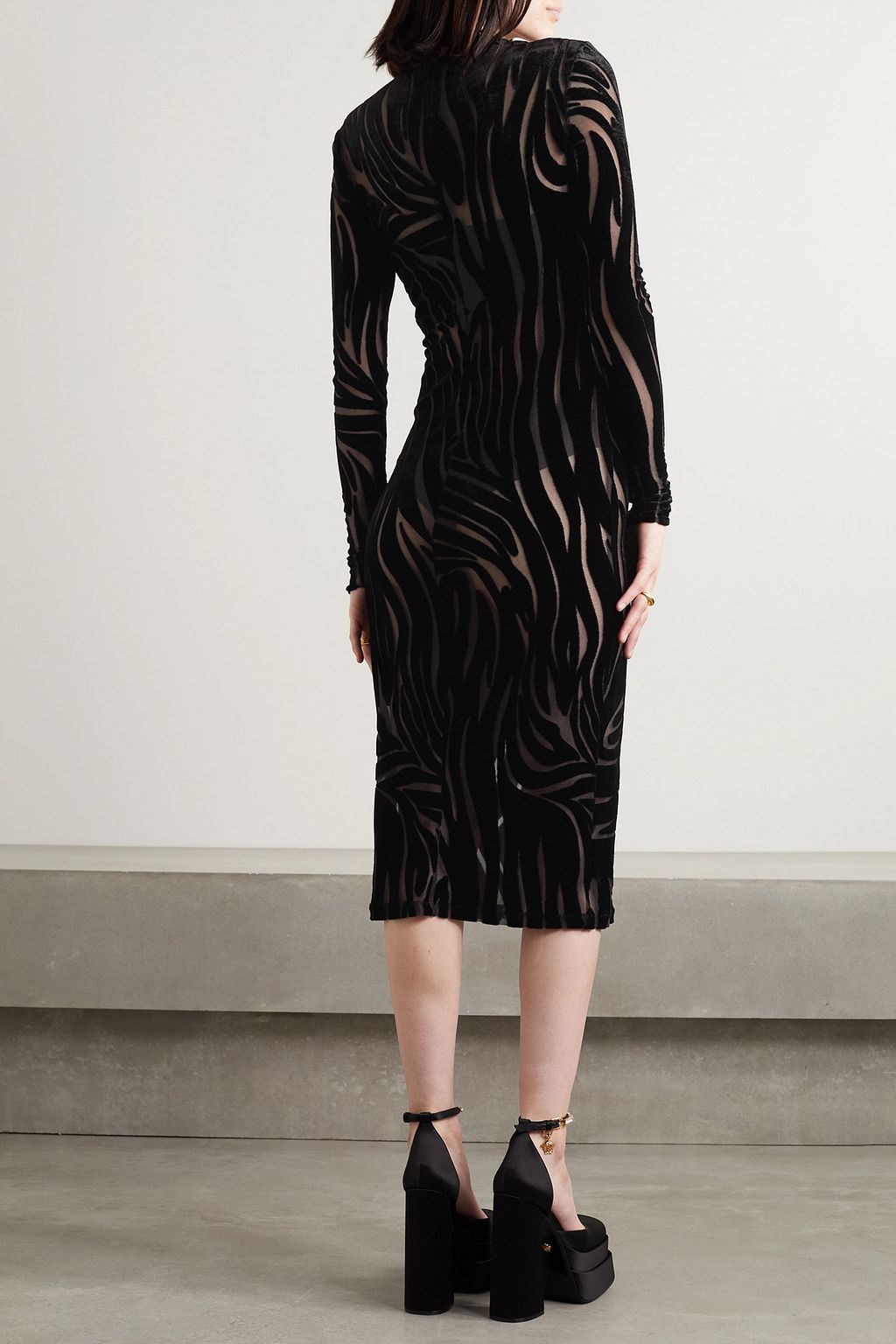 VERSACE Devoré-velvet midi dress