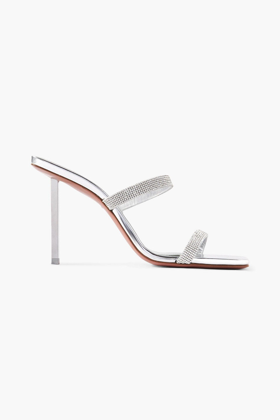 Amina Muaddi Rih Single-string High-heeled Sandals In Silver