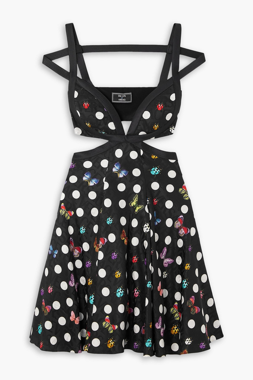 Versace Dua Lipa La Vacanza Runway Butterfly Harness Dress In Black