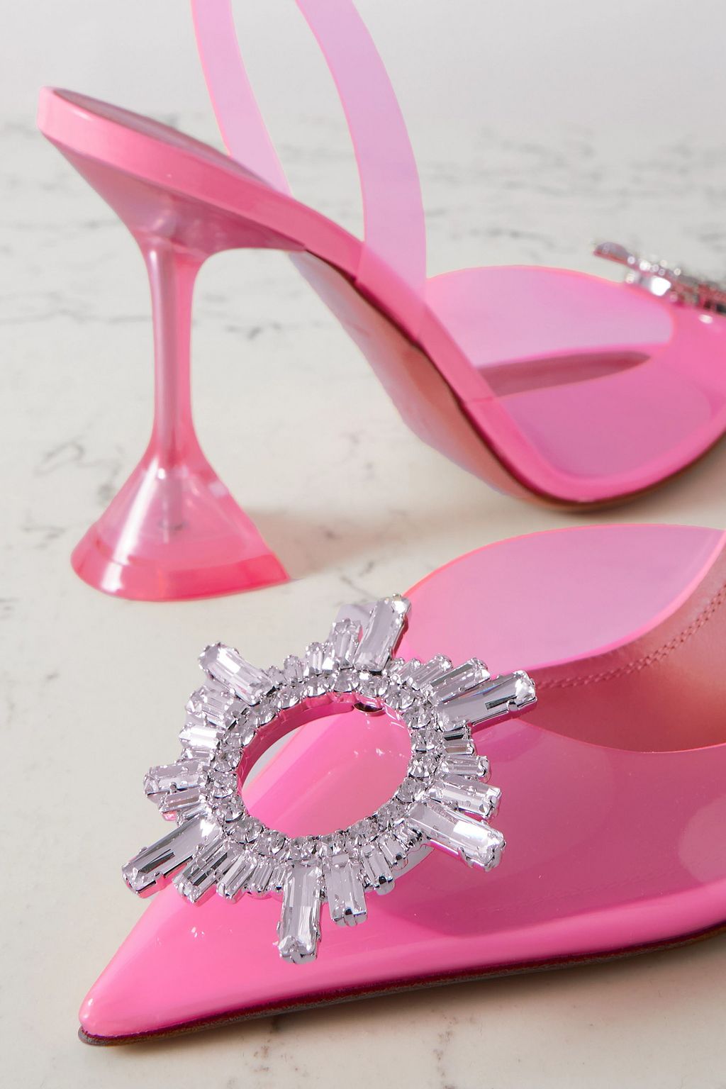 AMINA MUADDI Begum crystal-embellished PVC slingback pumps