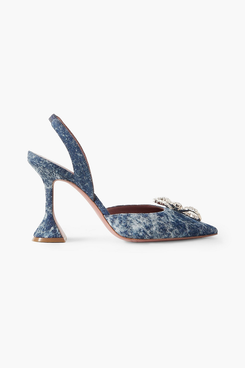 Amina Muaddi Rosie Crystal-embellished Denim Slingback Pumps In Blue