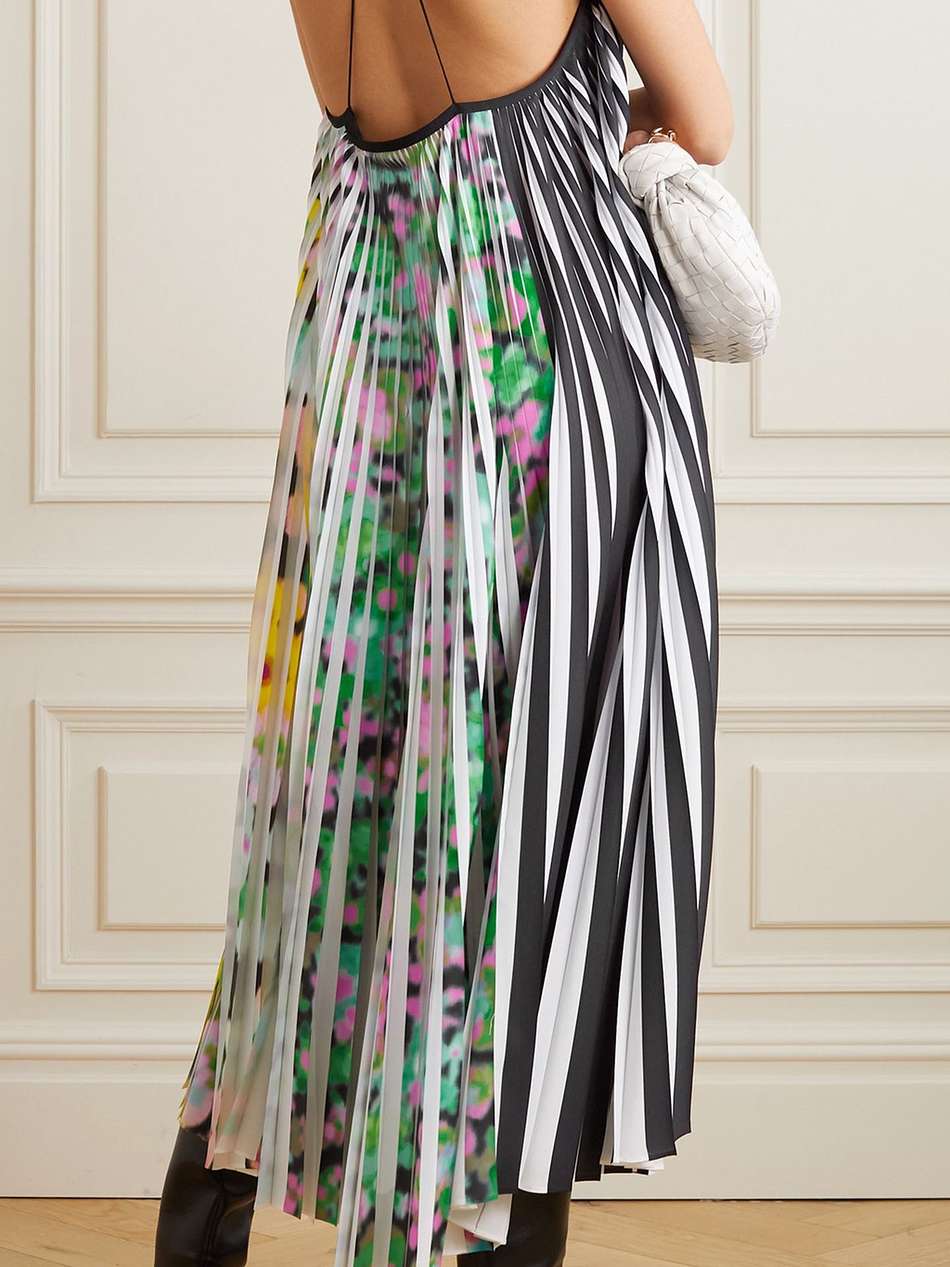 + lutz huelle circe pleated printed crepe de chine dress