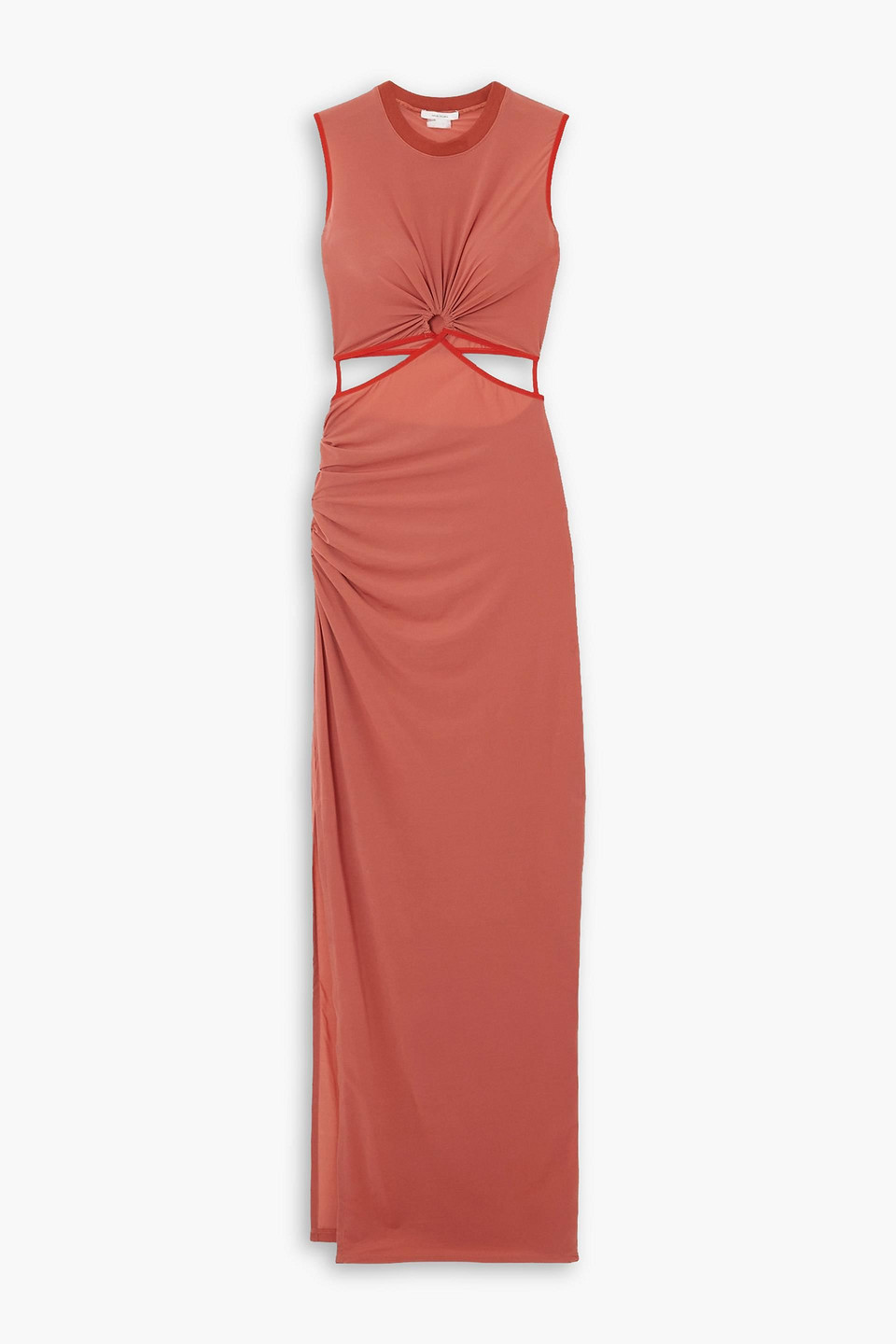 Nensi Dojaka Cutout Stretch-knit Maxi Dress In Brick