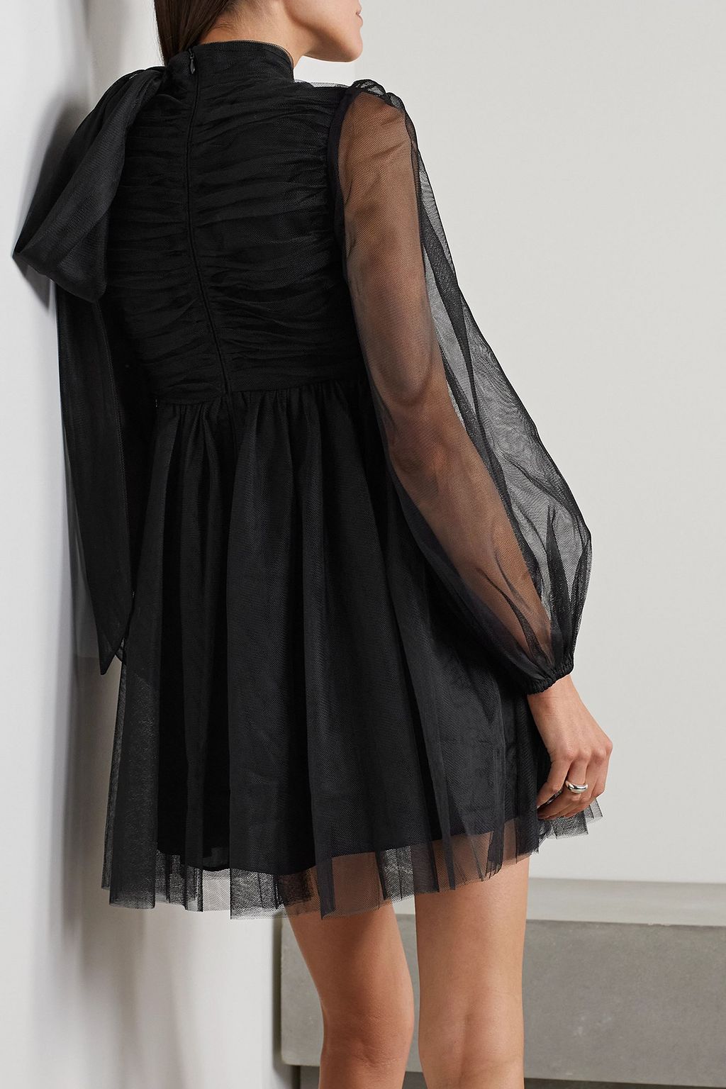 ZIMMERMANN Pussy-bow gathered tulle mini dress