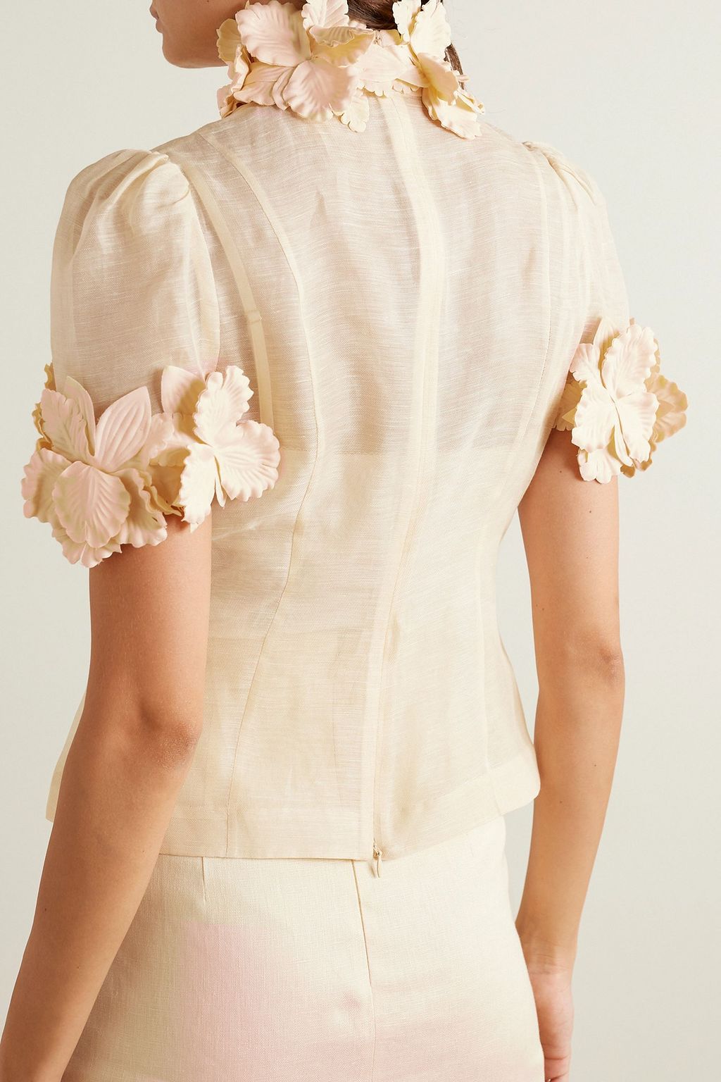 ZIMMERMANN Luminosity Liftoff appliquéd linen and silk-blend top