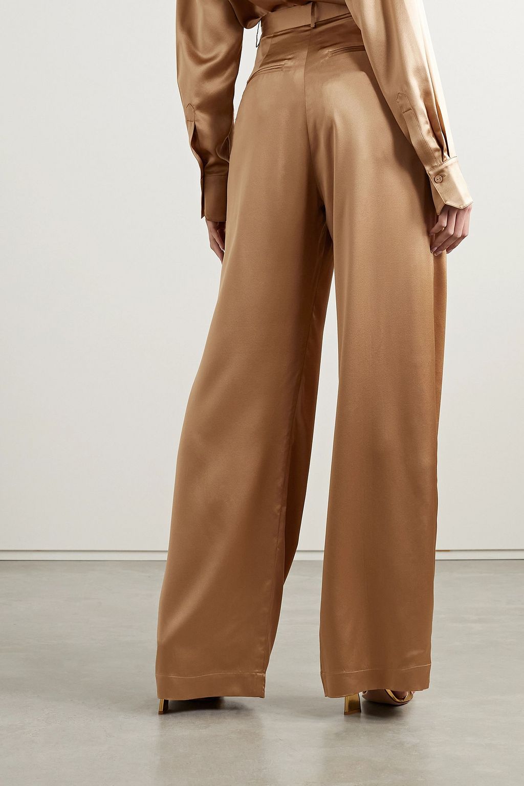 MICHAEL LO SORDO Boy pleated silk-satin wide-leg pants