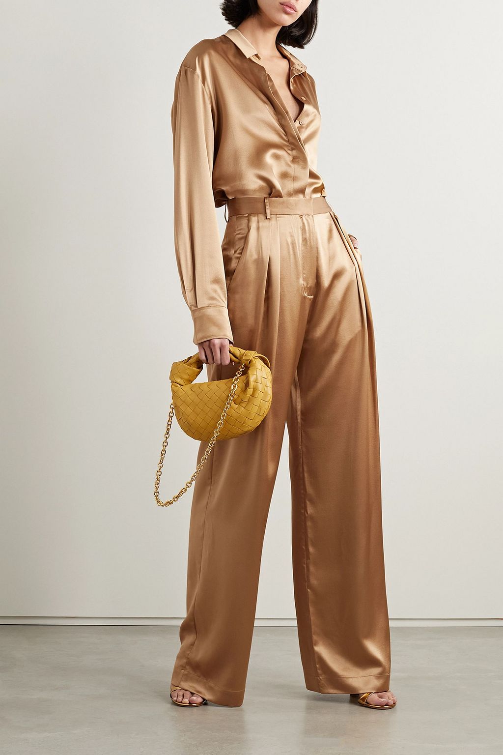 MICHAEL LO SORDO Boy pleated silk-satin wide-leg pants