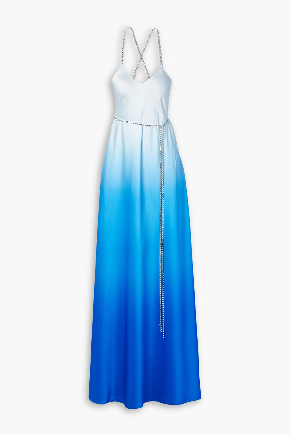 Semsem Swarovski Crystal-embellished Dgrad Silk-charmeuse Gown In Blue |  ModeSens