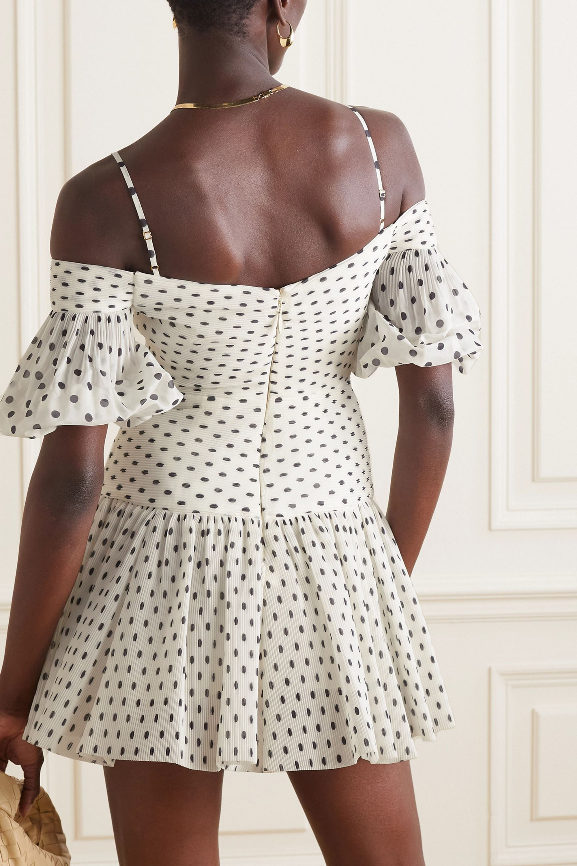 Zimmermann - Cold-shoulder pliss-organza mini dress | Plush Zimmermann - Cold-shoulder pliss-organza mini dress | Plush