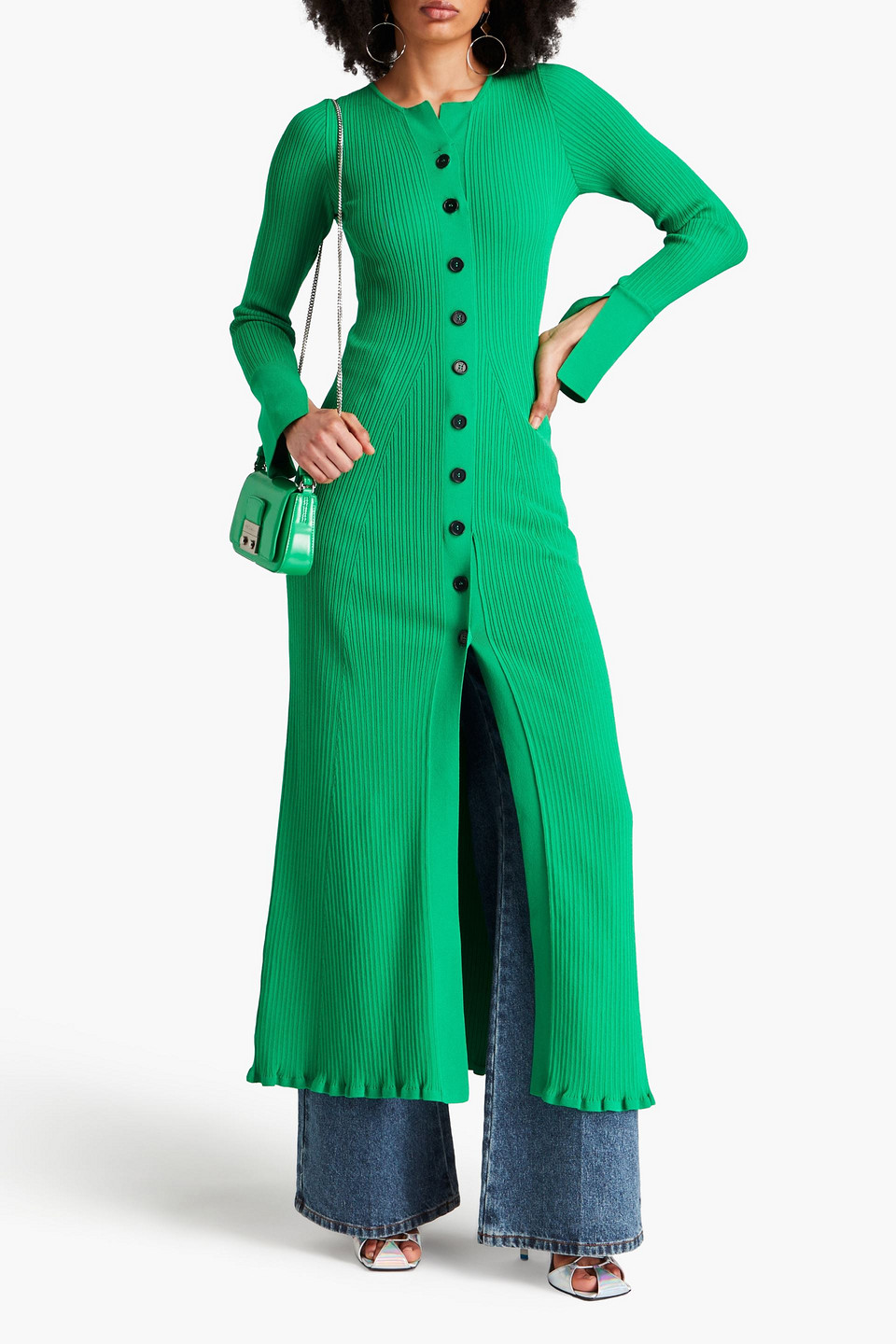 PHILOSOPHY DI LORENZO SERAFINI RIBBED-KNIT MIDI DRESS