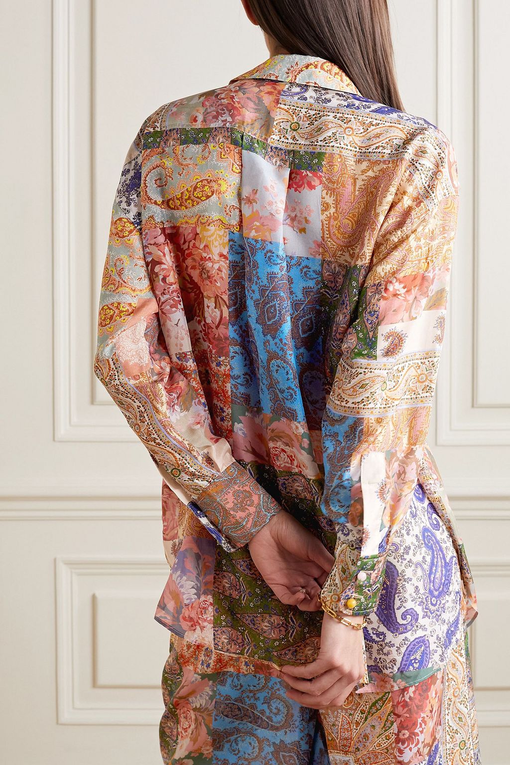 ZIMMERMANN Davi patchwork paisley-print silk shirt