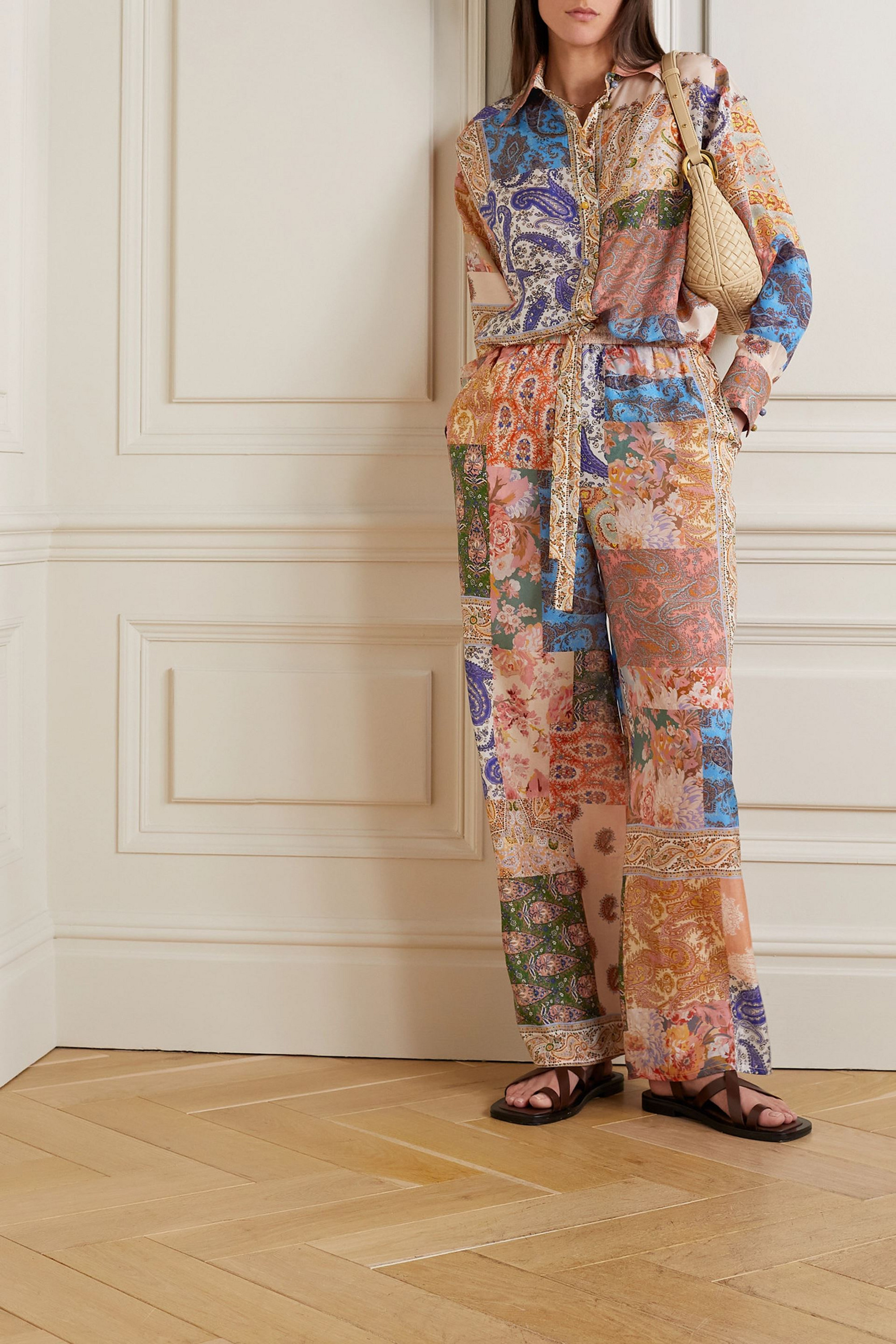 Zimmermann Davi patchwork paisley-print silk shirt