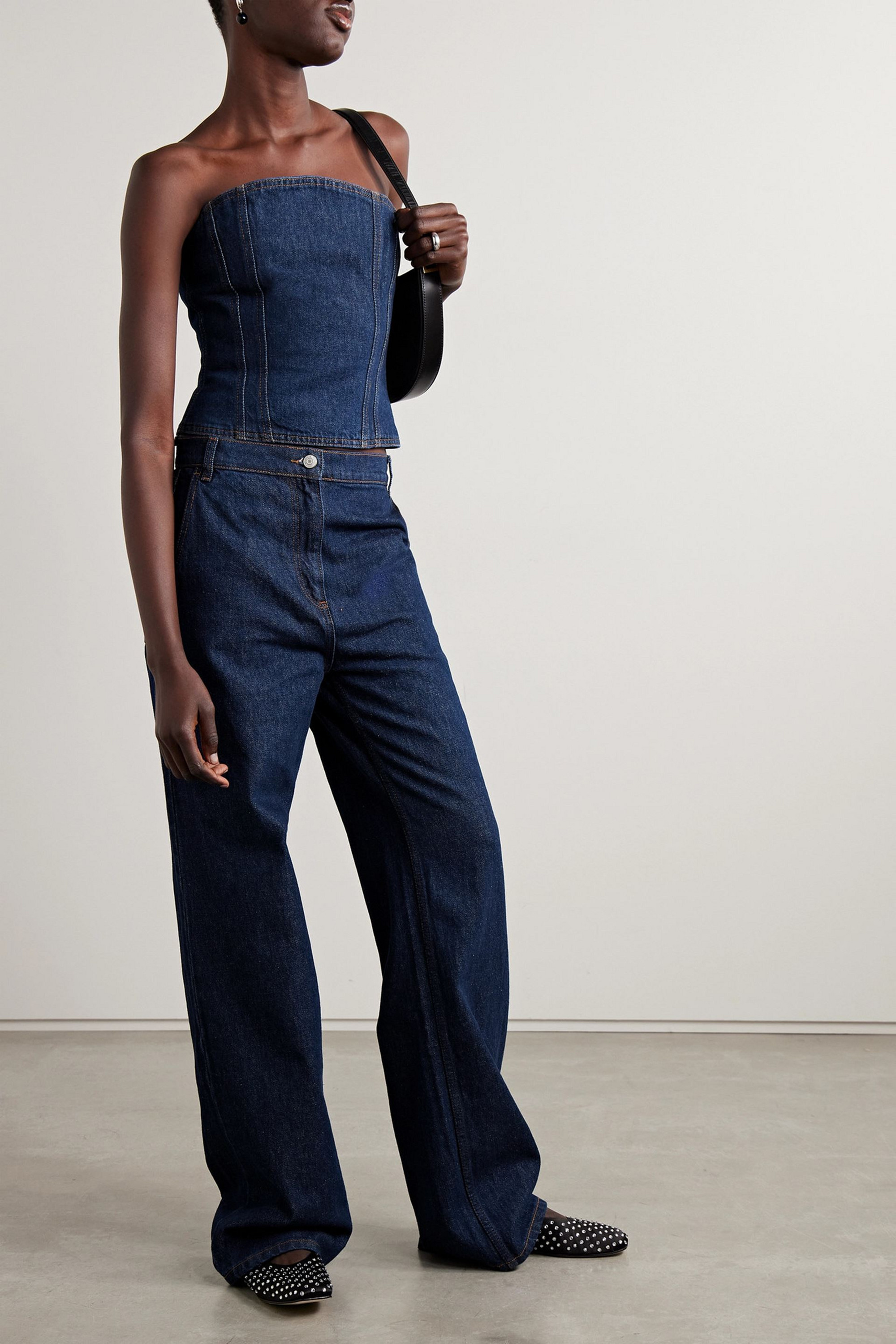 Magda Butrym Cropped denim bustier top