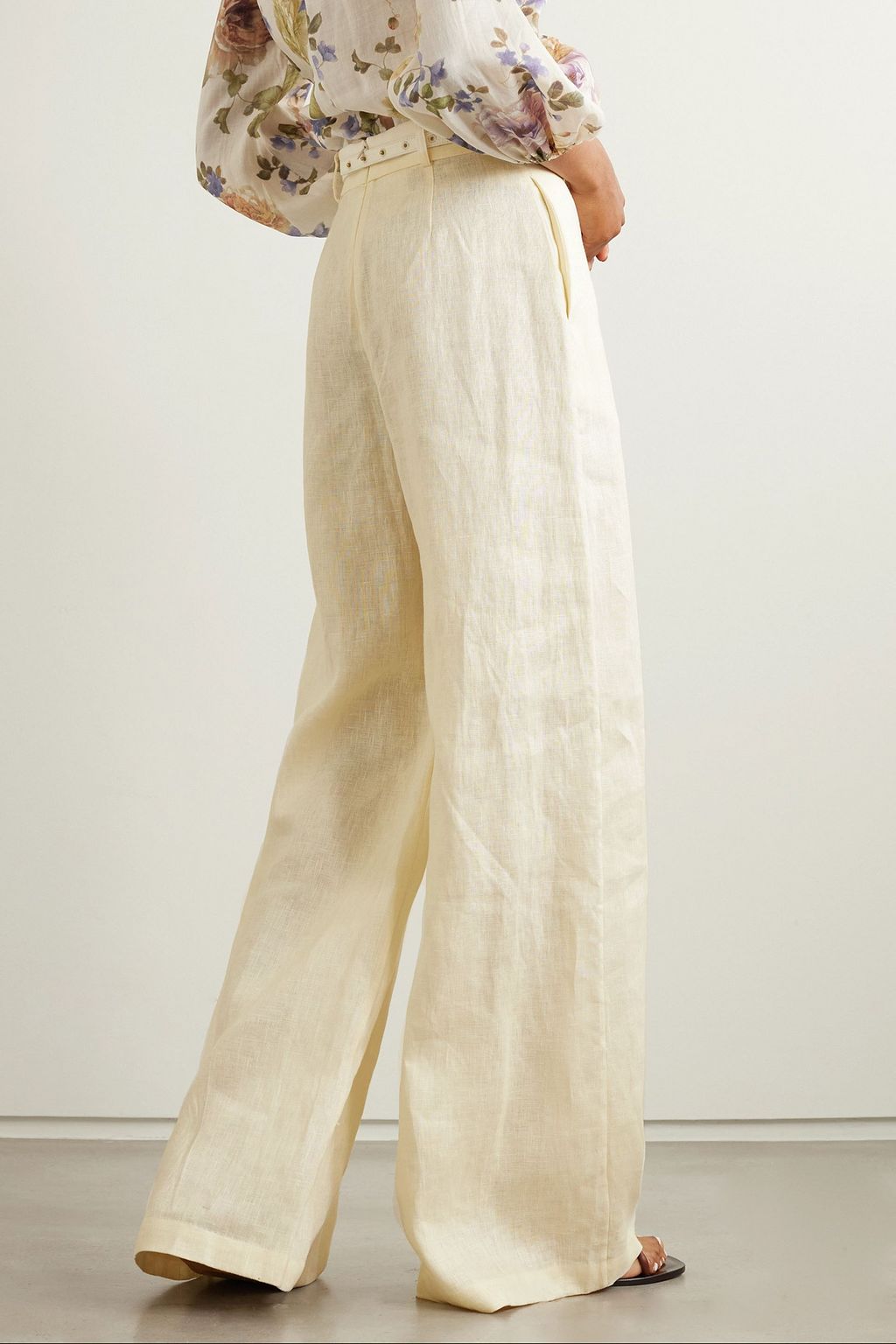 ZIMMERMANN Belted linen wide-leg pants