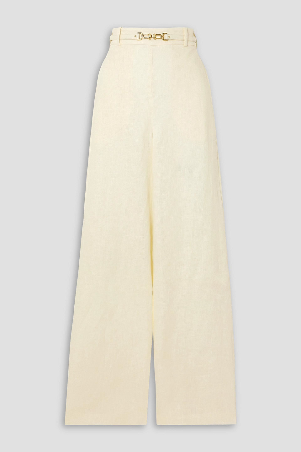 Zimmermann Belted Linen Wide-leg Pants In Burgundy