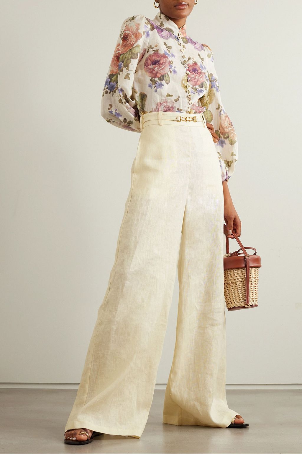 ZIMMERMANN Belted linen wide-leg pants