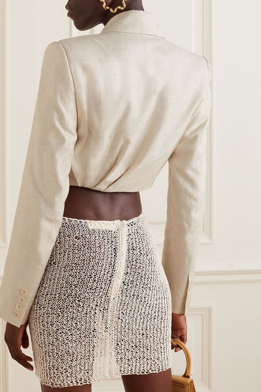JACQUEMUS بليزر Bahia قصير ملفوف من نسيج محبوك