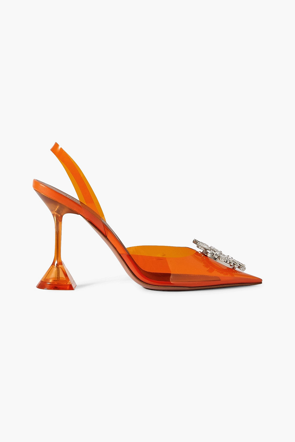 Amina Muaddi Begum Glass Crystal-embellished Pvc Slingback Pumps In Orange