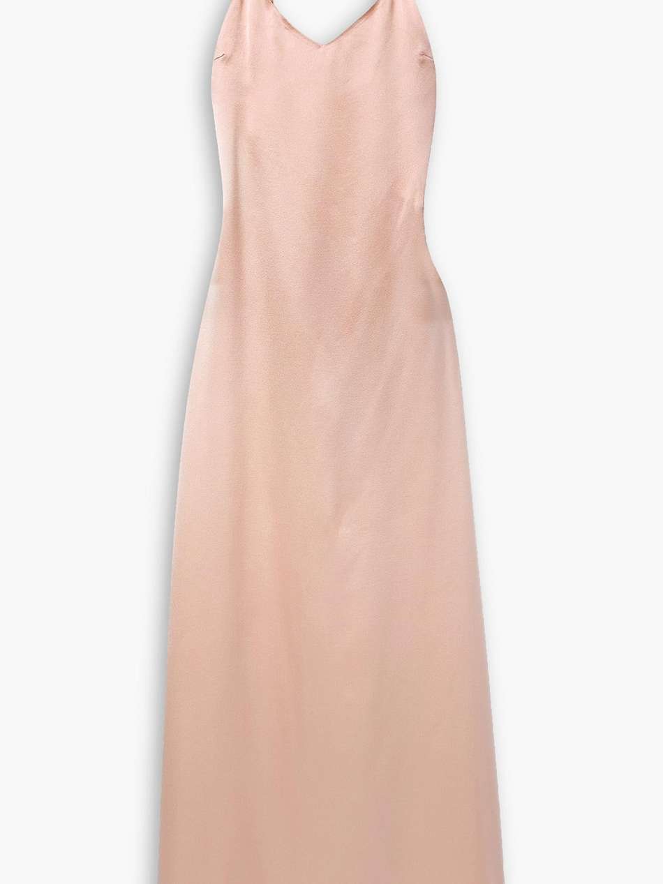open-back appliquéd silk-satin maxi dress