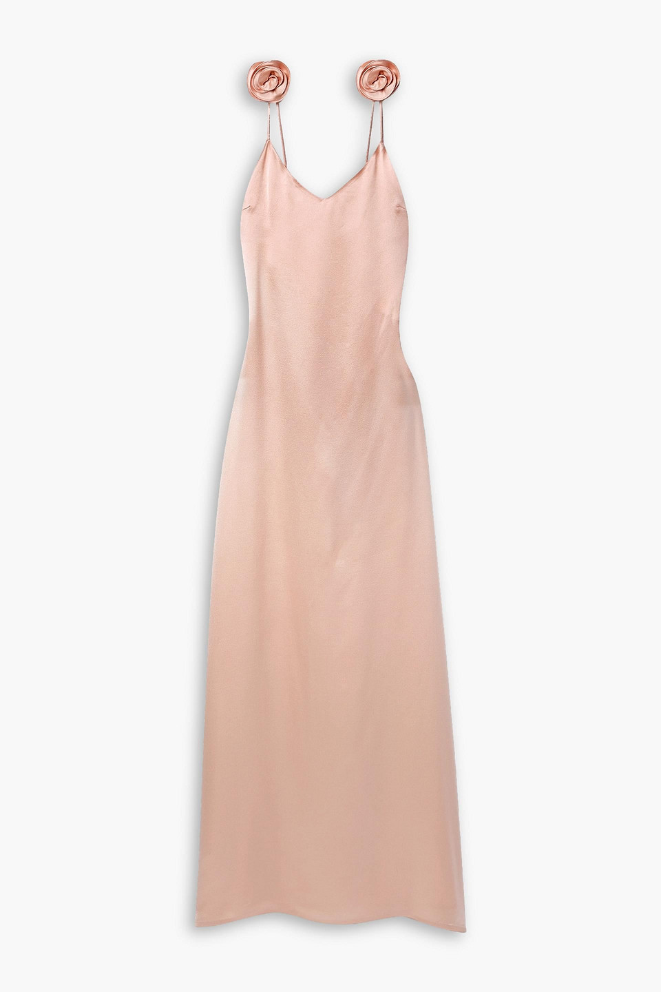 Magda Butrym Open-back Appliquéd Silk-satin Maxi Dress In Pastel Orange