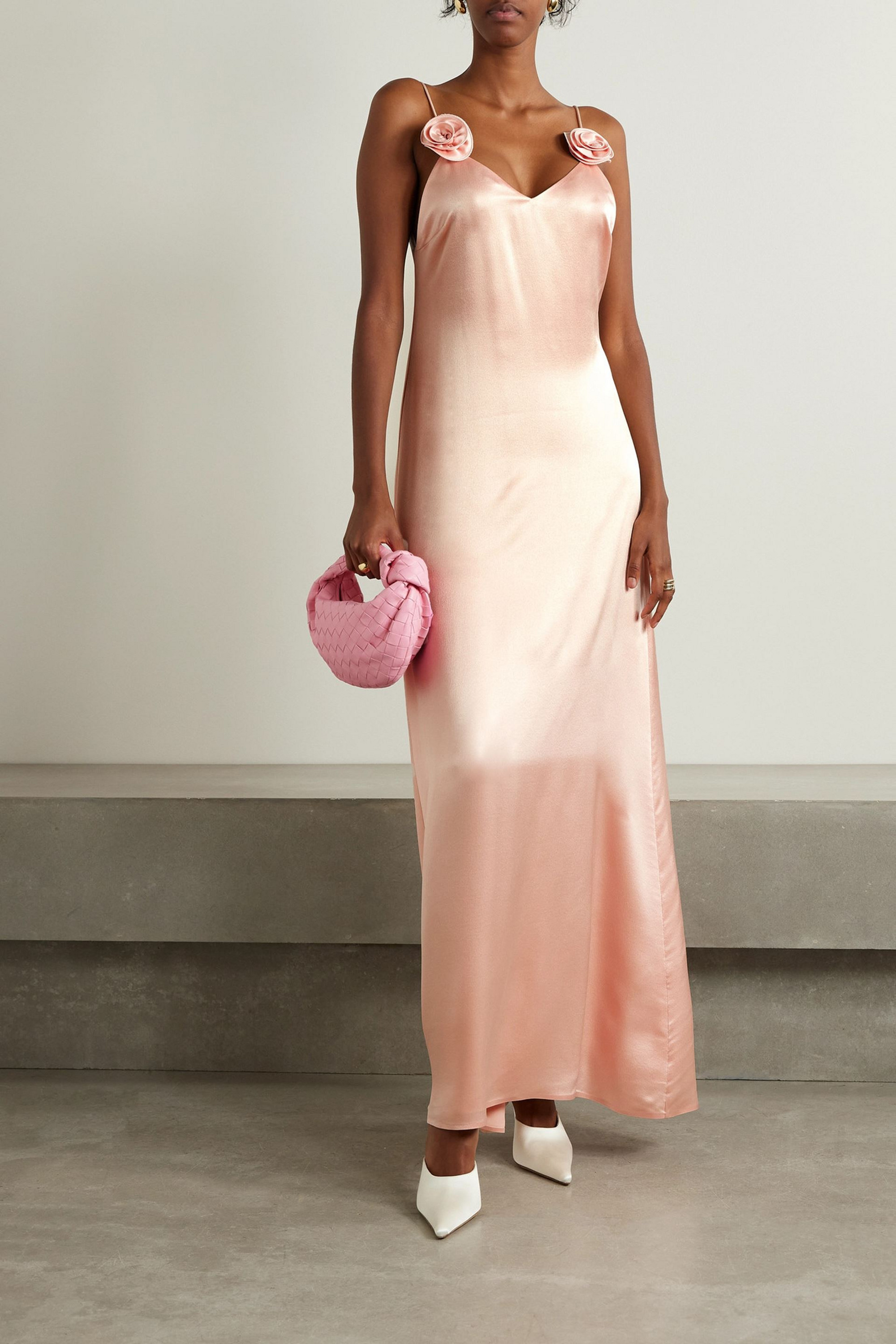 Magda Butrym Open-back appliquéd silk-satin maxi dress