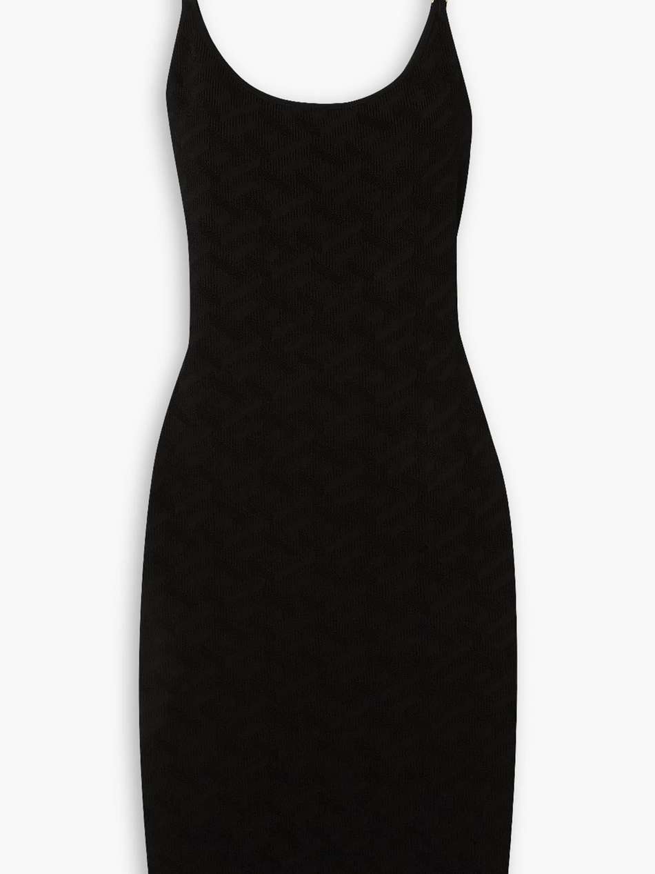 embellished jacquard-knit mini dress