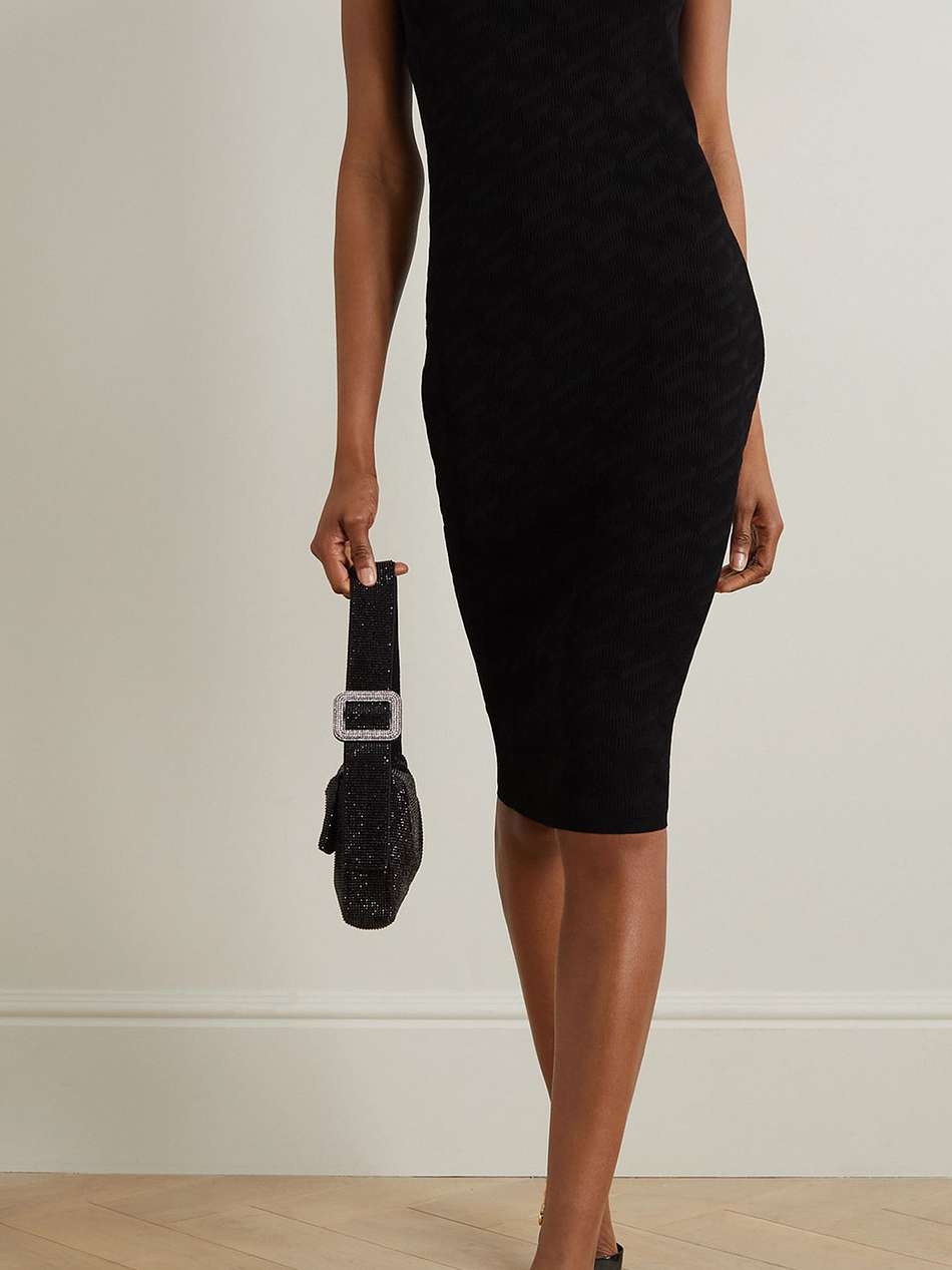 embellished jacquard-knit mini dress