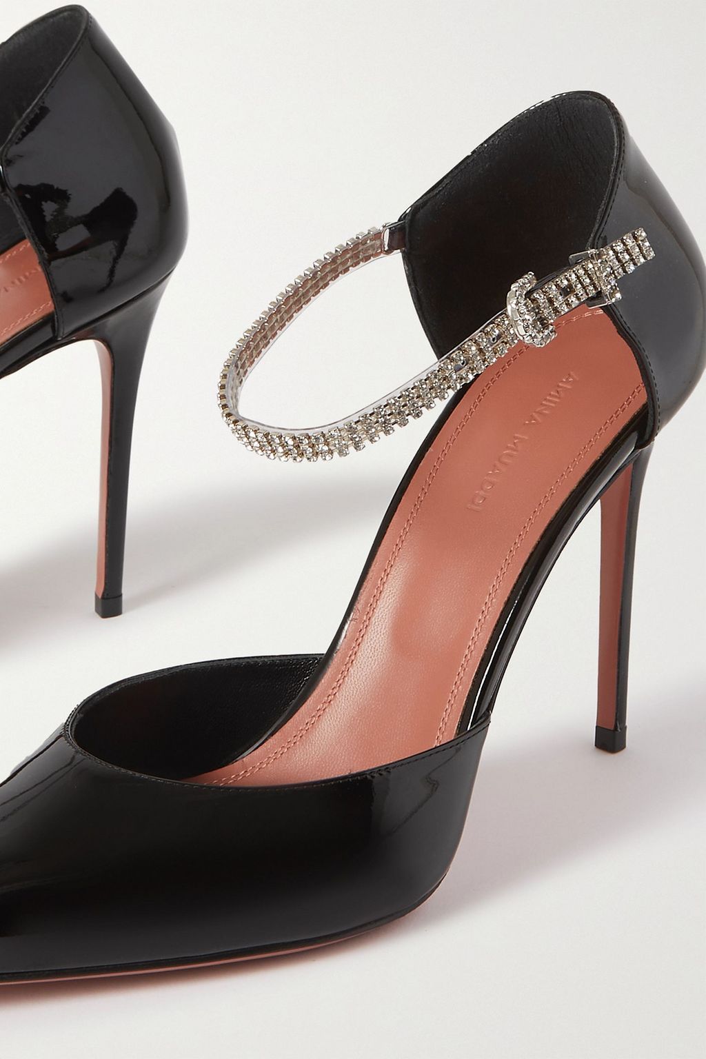 AMINA MUADDI Ursina crystal-embellished patent-leather pumps