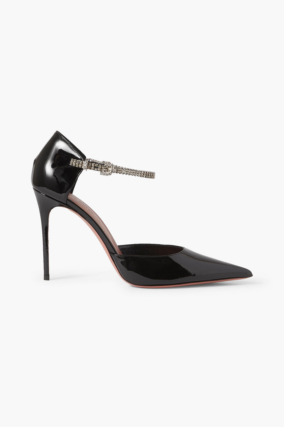Amina Muaddi Ursina Crystal-embellished Patent-leather Pumps In Black