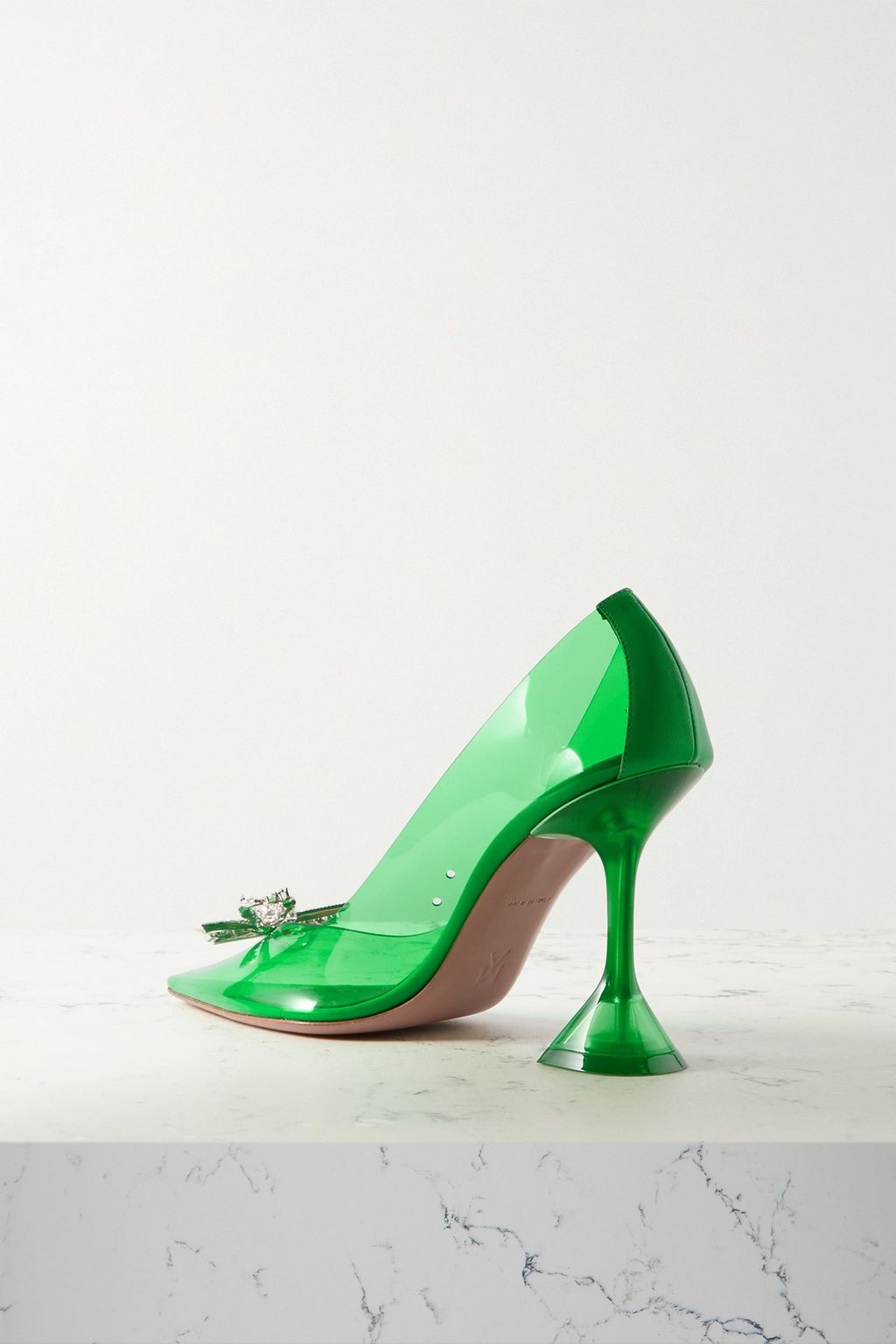 AMINA MUADDI Rosie Glass leather-trimmed crystal-embellished PVC pumps