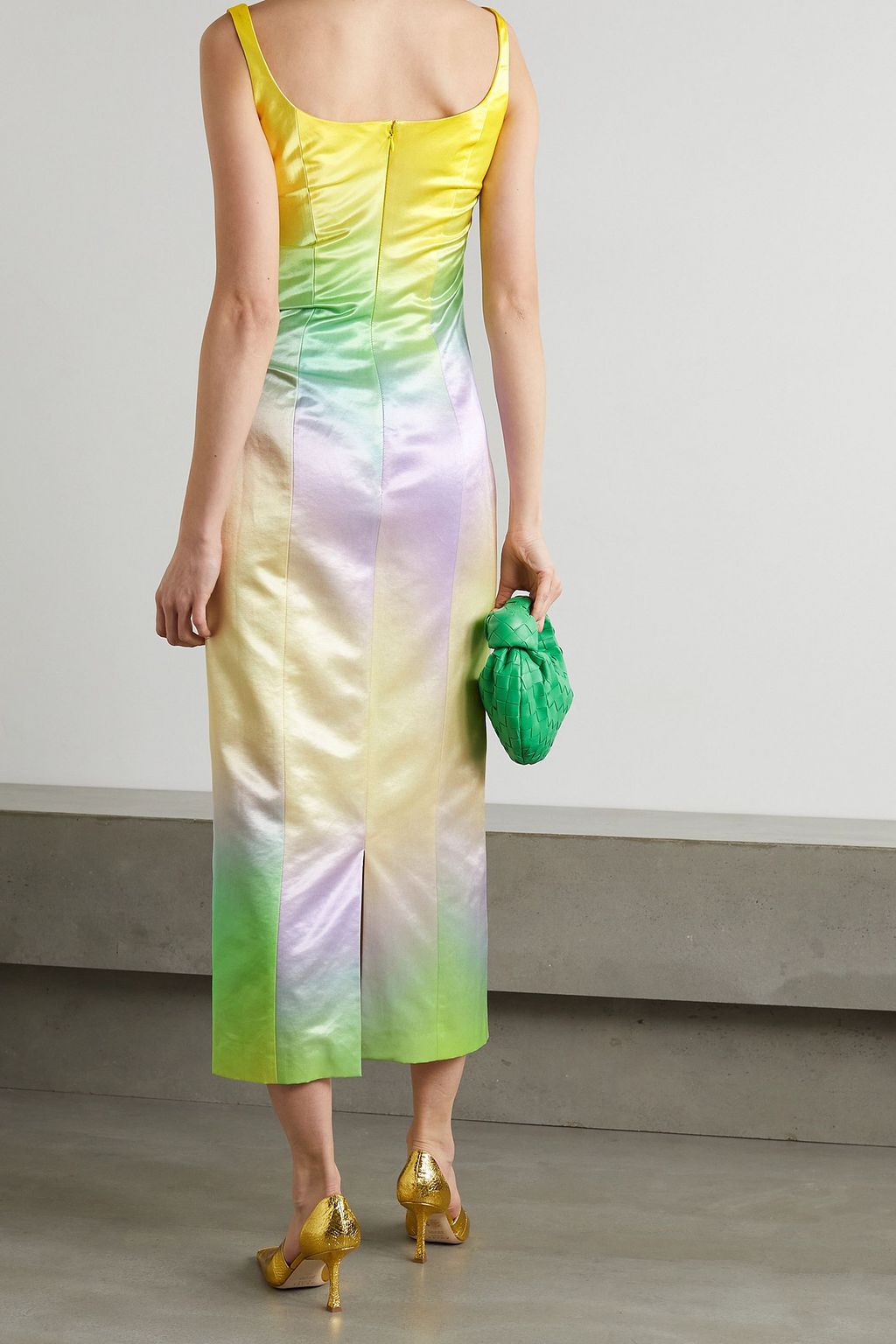 MERYLL ROGGE Printed cotton-blend satin midi dress