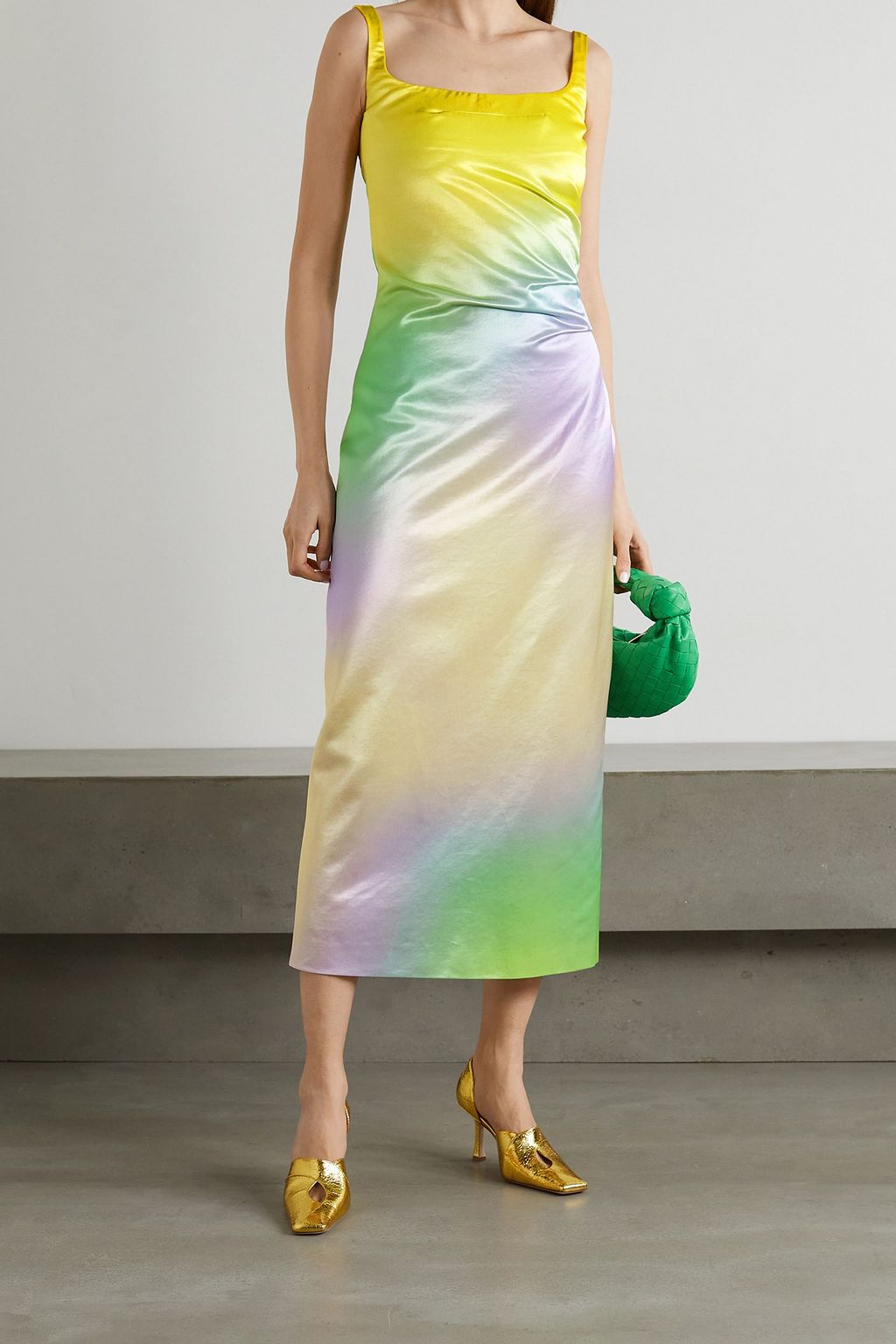 MERYLL ROGGE Printed cotton-blend satin midi dress