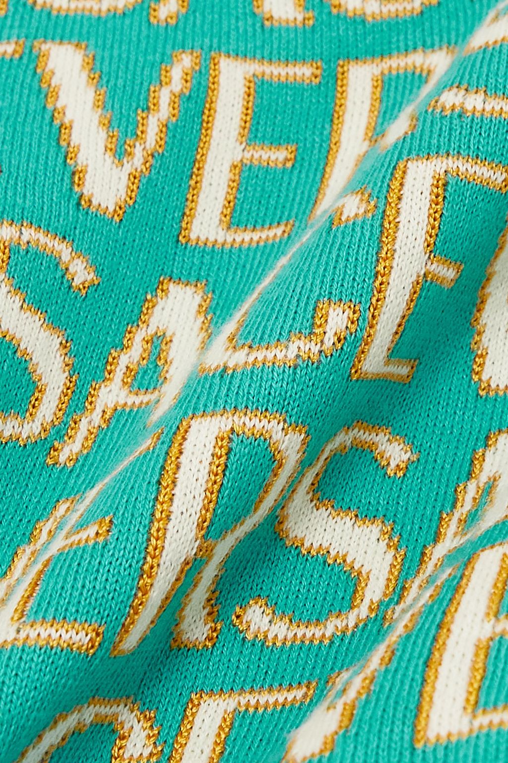 VERSACE بلوزة قصيرة من مزيج قطن بحبكة جاكار مزركشة