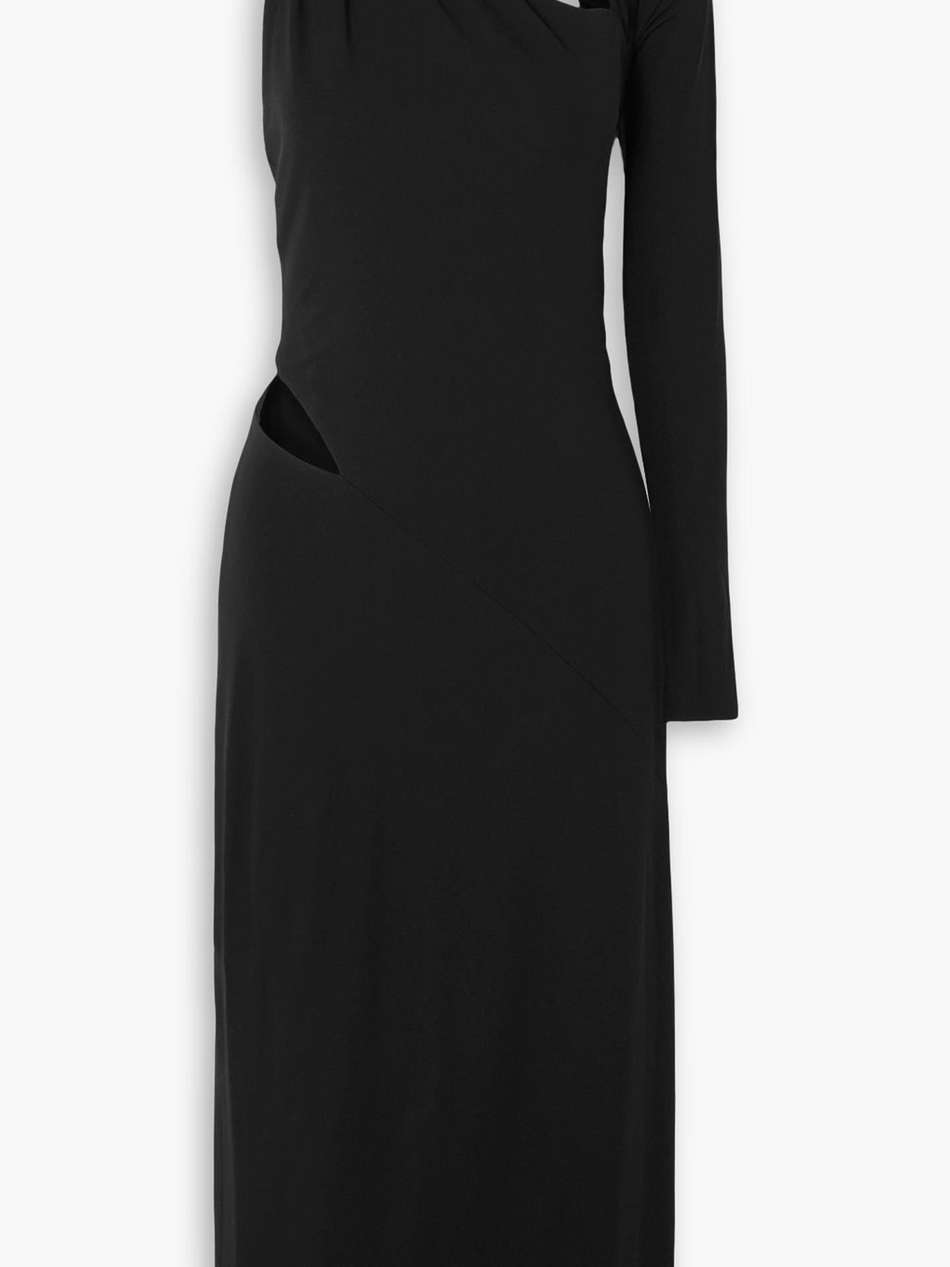 cutout one-shoulder stretch-jersey midi dress