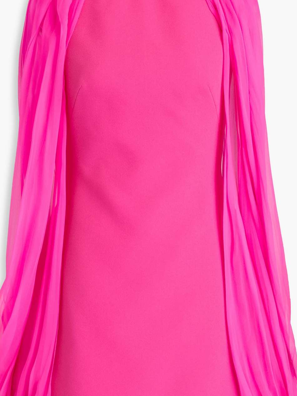 cape-effect embellished silk-chiffon and crepe mini dress