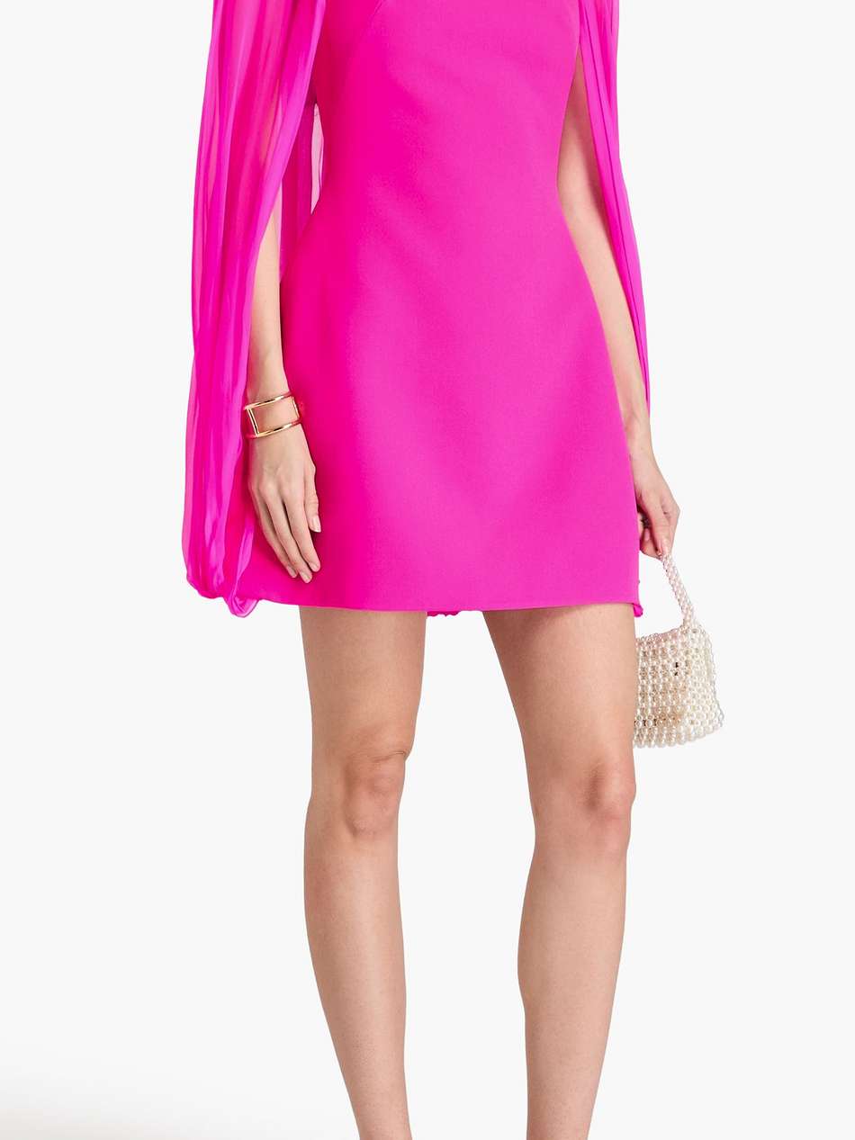 cape-effect embellished silk-chiffon and crepe mini dress