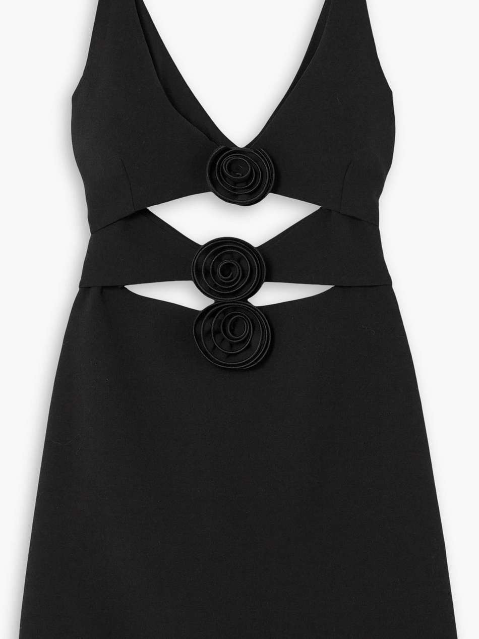 appliquéd cutout wool-blend mini dress