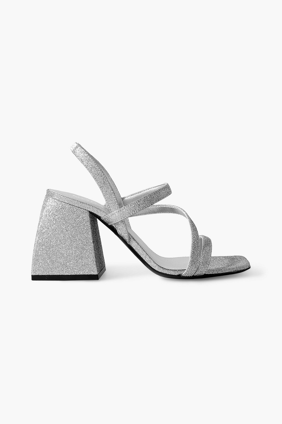 Nodaleto Bulla Gemini Glittered Leather Slingback Sandals In Silver
