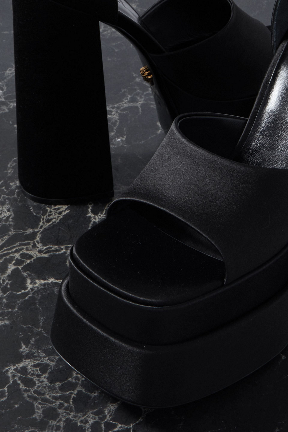 Versace Aevitas 140 Medusa Crystal-embellished Platform Sandals In Black