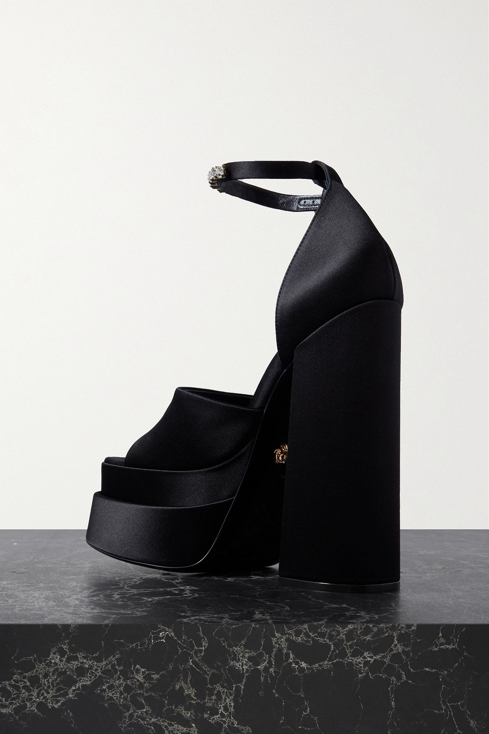 Versace Aevitas 140 Medusa Crystal-embellished Platform Sandals In Black