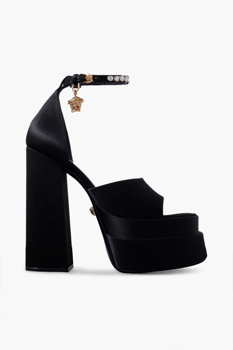 Versace Aevitas 140 Medusa Crystal-embellished Platform Sandals In Black