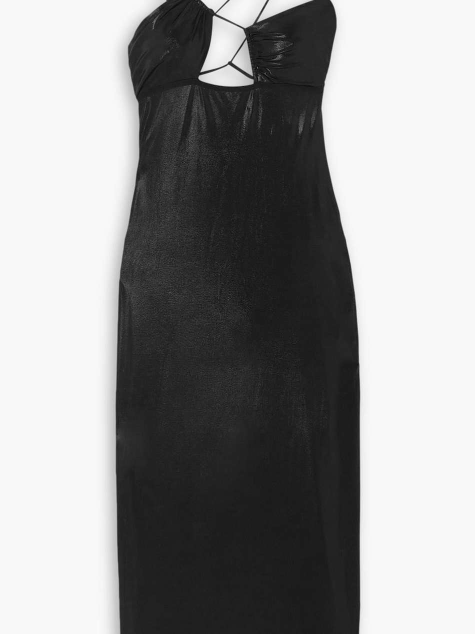 cutout metallic stretch-jersey midi dress