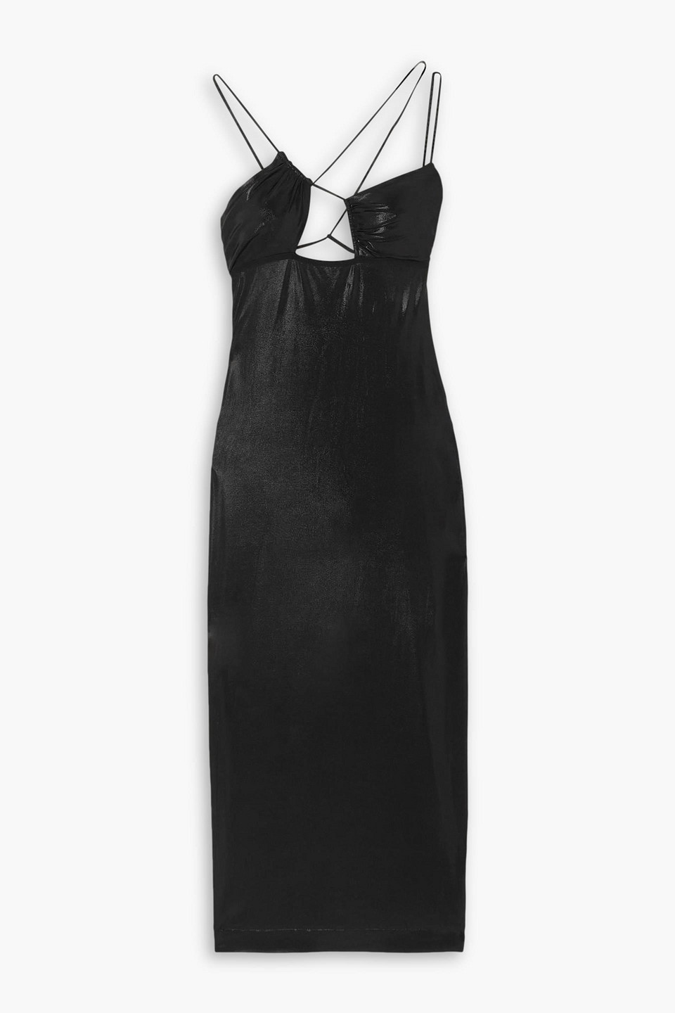 Nensi Dojaka Cutout Metallic Stretch-jersey Midi Dress In Black